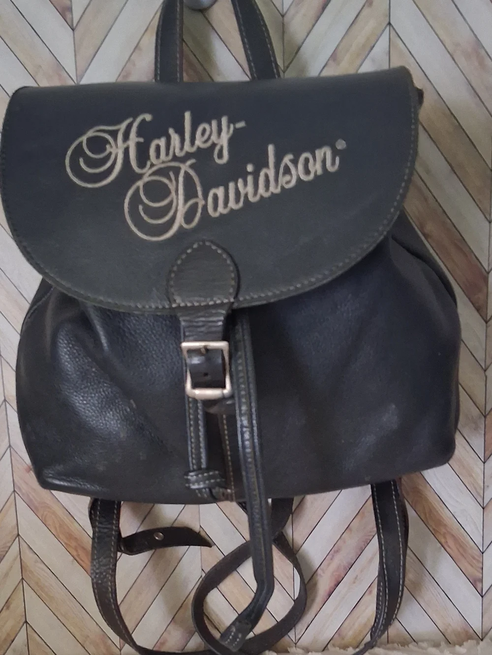 Harley-Davidson Black Leather Backpack